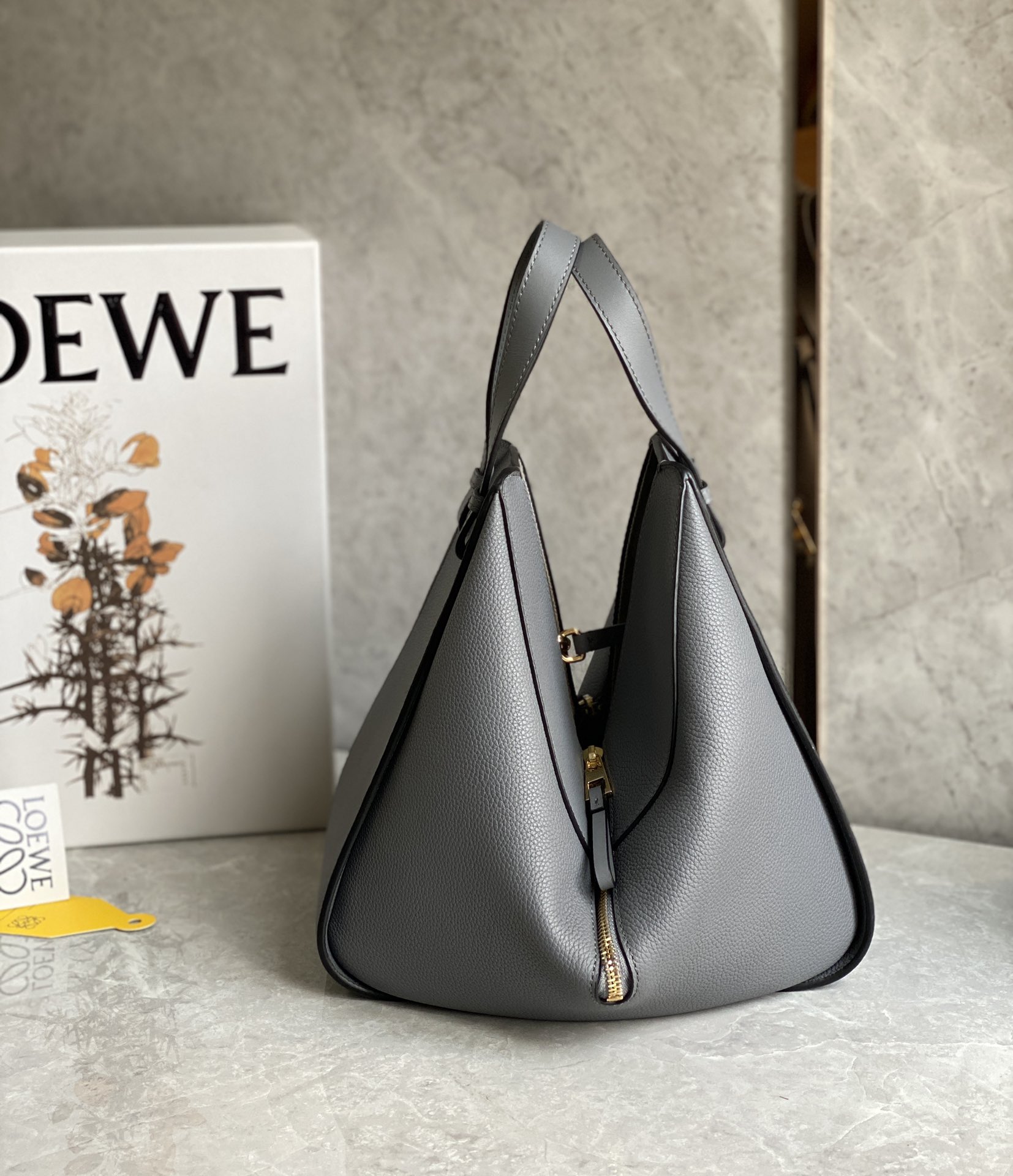 Loewe Small Hammock Bag in Soft Grained Calfskin Grey